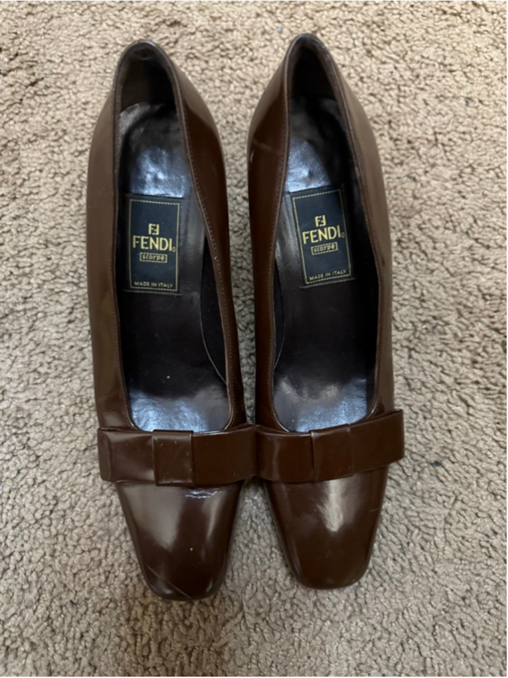 Women's Vintage Fendi Brown Patent Leather Heels Size 6